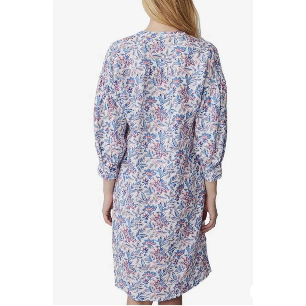 J Mclaughlin Nylee Linen Mini Dress 3/4 sleeve Bloomsbury Floral Print Small